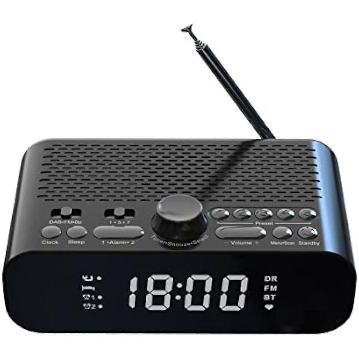 Digital Bedside Table DABFM Radio Alarm Clock with BT Streaming Playback  Jumbo LED Display  Double Alarm