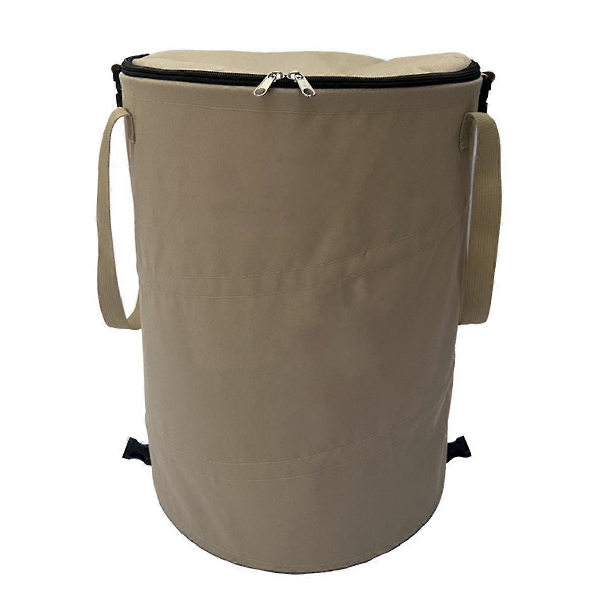Camping Trash Can Foldable Portable Outdoor Garbage Bin Camping Supplies Garden Storage Bag Brown