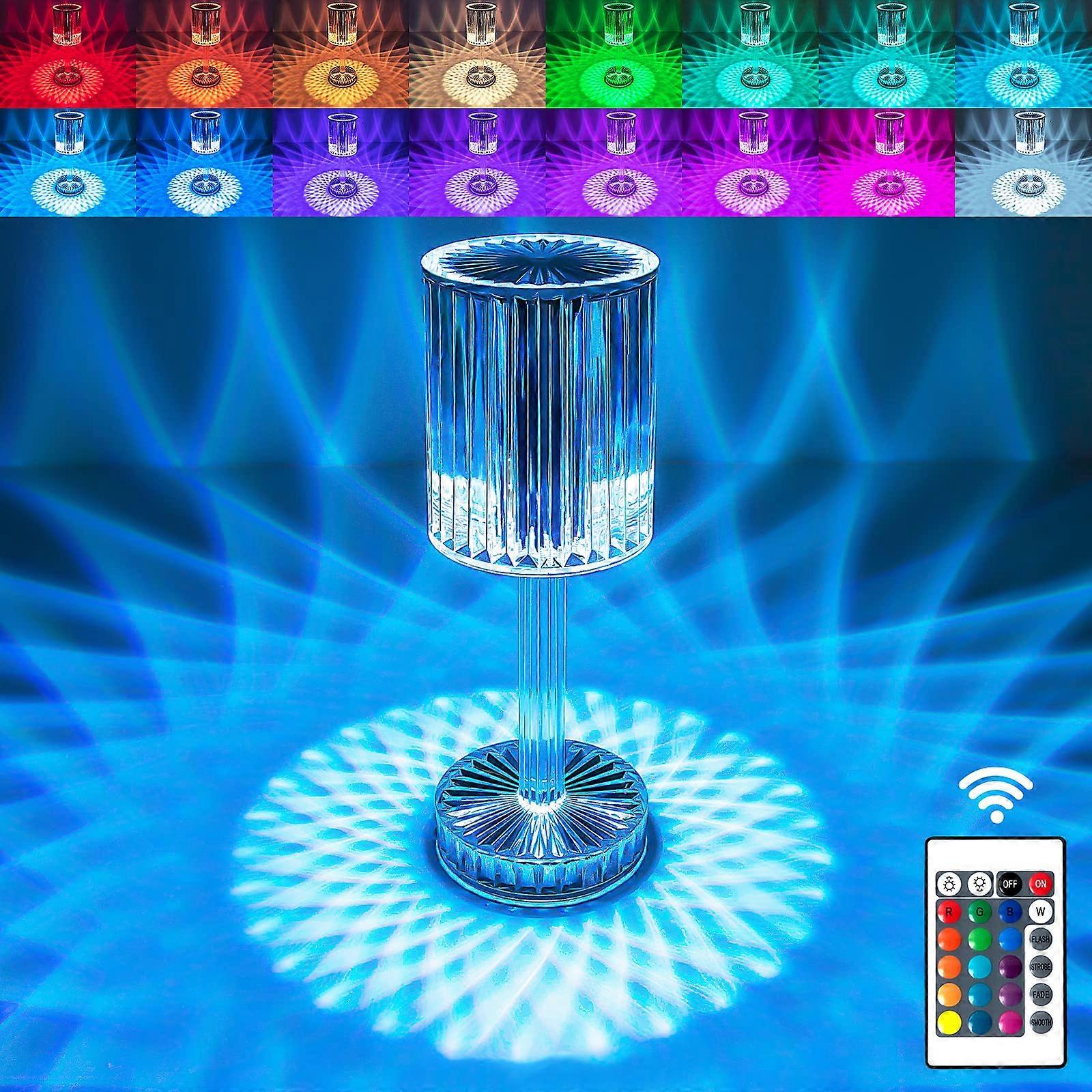 16-Color LED Crystal Lamp (3D Diamond) - Remote & Touch Control, USB Rechargeable Nightlight