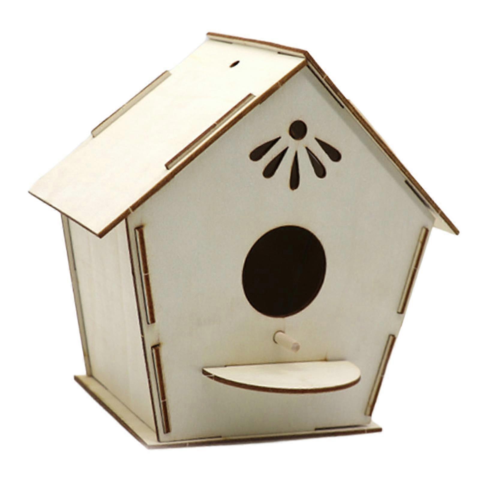 DIY Wood Bird Nest Birdhouse Handmade Bird Nesting Box for Robin Hummingbird 17cmx17.5cmx10cm