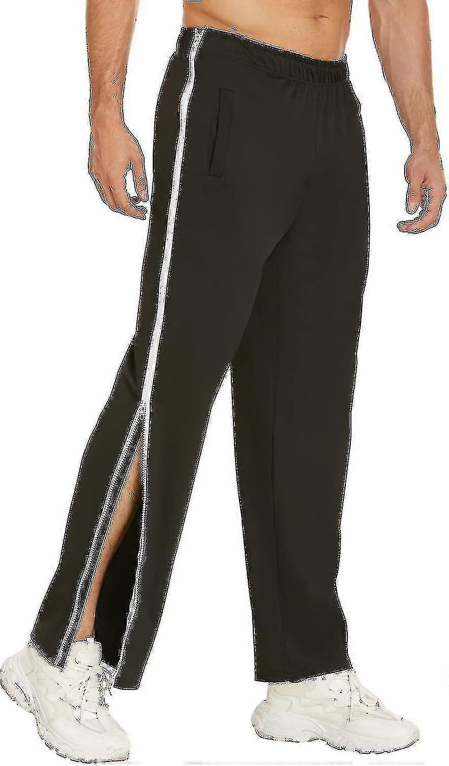 Men's Training Trousers With Full-length Zip, Jogging Trousers, Tear-off Trousers, Leisure Trousers, Loose, Casual Sportswear With Pocket Whbyv6