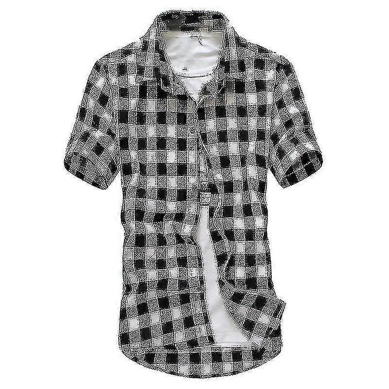Sommer Herren Hemden Kurzarm Karo Button-Down Tops
