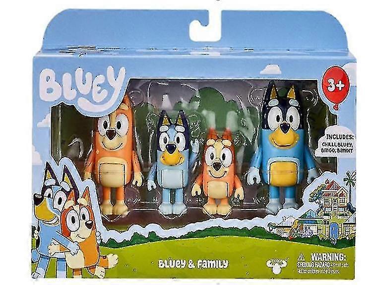 Action Figures Bluey and Friends, Family Toys Set of 4, Gifts for Kids