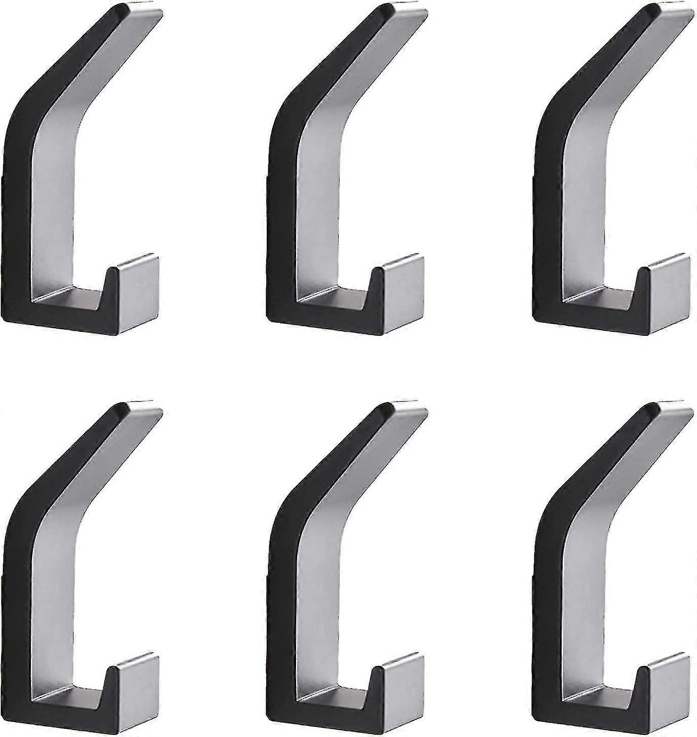 6 Pcs Coat Hooks Wall Mounted Dual Hooks Heavy Duty Towel Hooks Modern Adhesive Wall Hooks Hanging Hat Robe Bag Key Bathroom Kitchen Closets Door Rust
