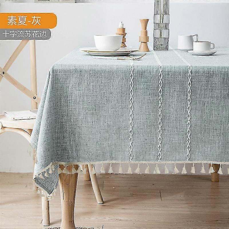 Nappe Rectangle Nappe Toile de Table Coton Lin Ride Free Tassel Nappes Housse de Table Lavable