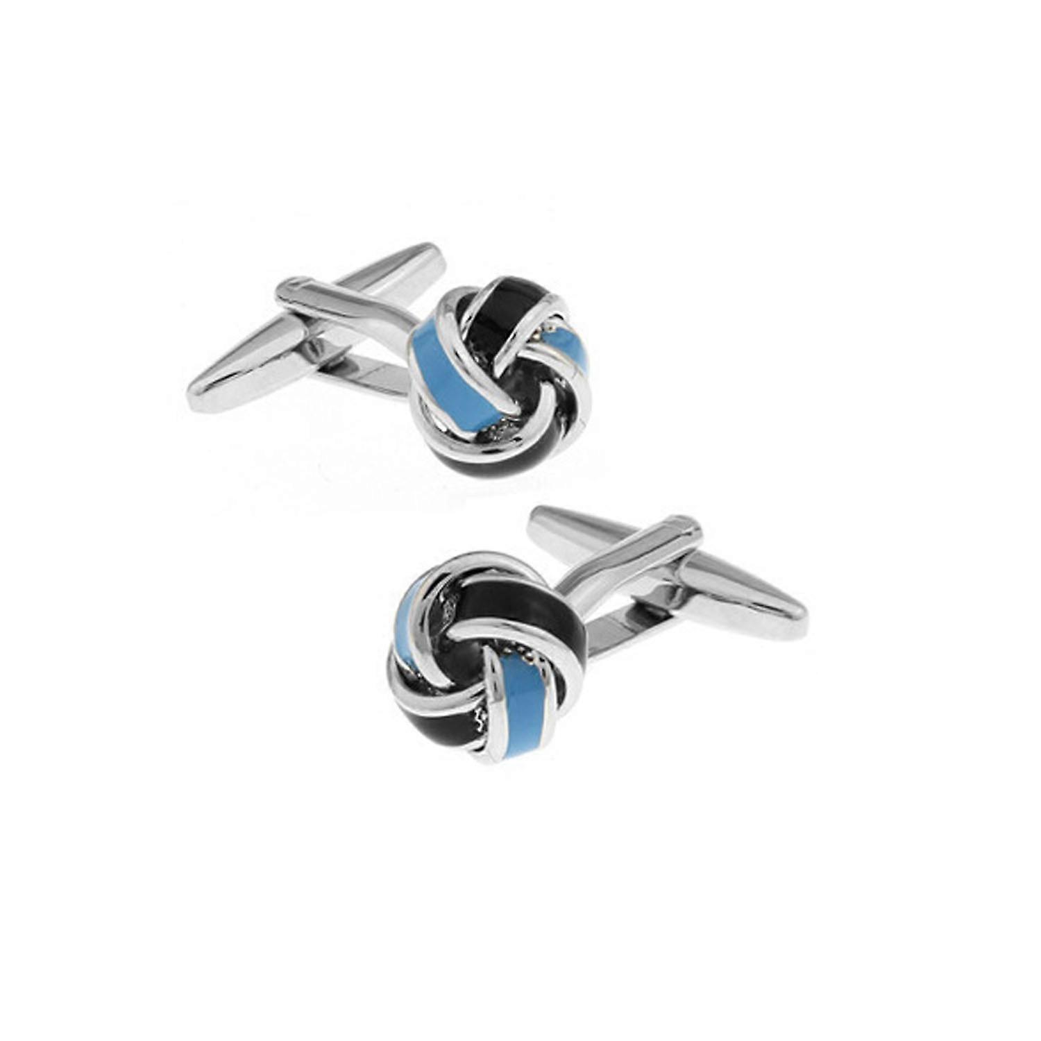 Tofarvet blå og sort snoet manchetknapper