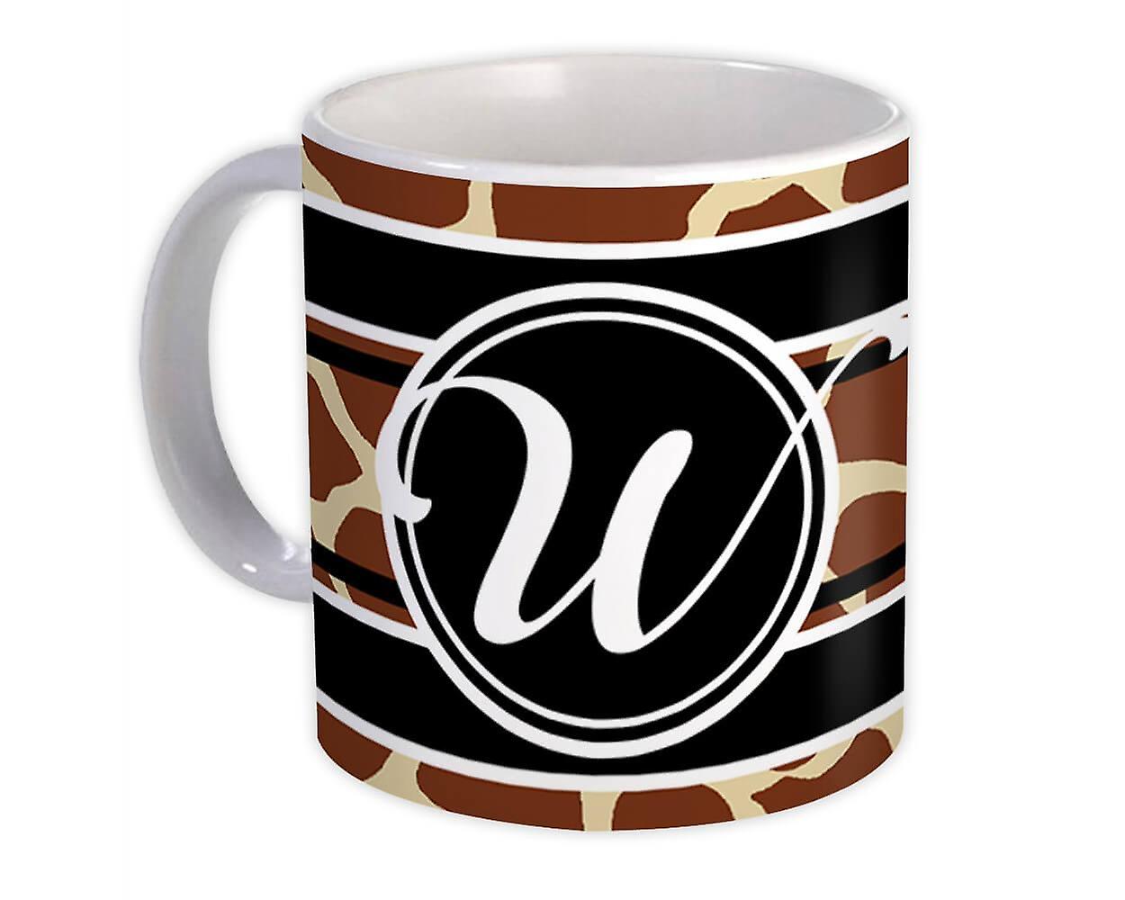 Gift Mug: Monogram Letter W Giraffe