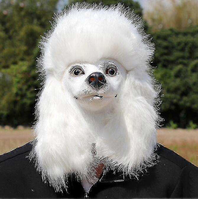 クリスマスホワイトプードル犬ヘッドパーティーマスクラテックスさらに動物のコスプレ仮装マスク大人の面白いコスチューム小道具ゼカイ
