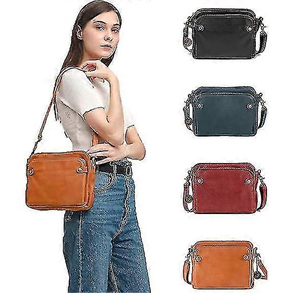 المرأة ثلاث طبقات الجلود حقيبة كروسبودي سستة حقيبة الكتف الجلدية