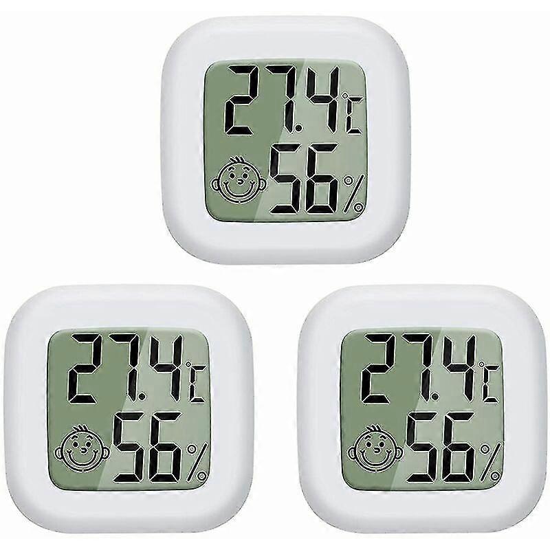 3pcs White Mini Smiley Electronic Thermo-Hygrometer LCD Thermo-Hygrometer