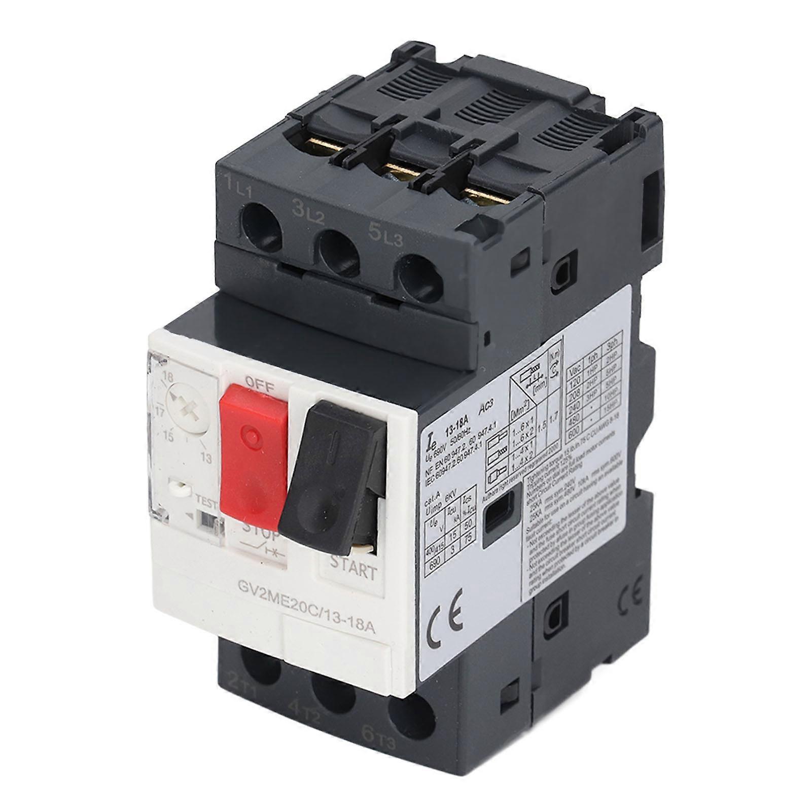 2 sets Motor Circuit Breaker 3P Overload Protection Switch Manual Motor Starter Button AC 690V GV2-ME20C 13-18A