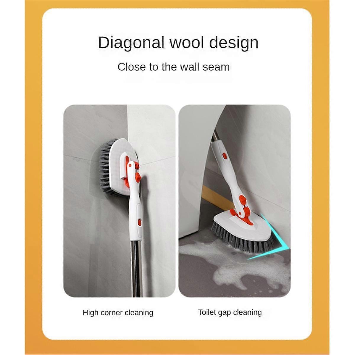 2 in 1 Tub Tile Scrubber Brush Cleaning Brush 180Adjustable Telescopic Pole Stiff Bristles Scouring Pads Cleaning Tools