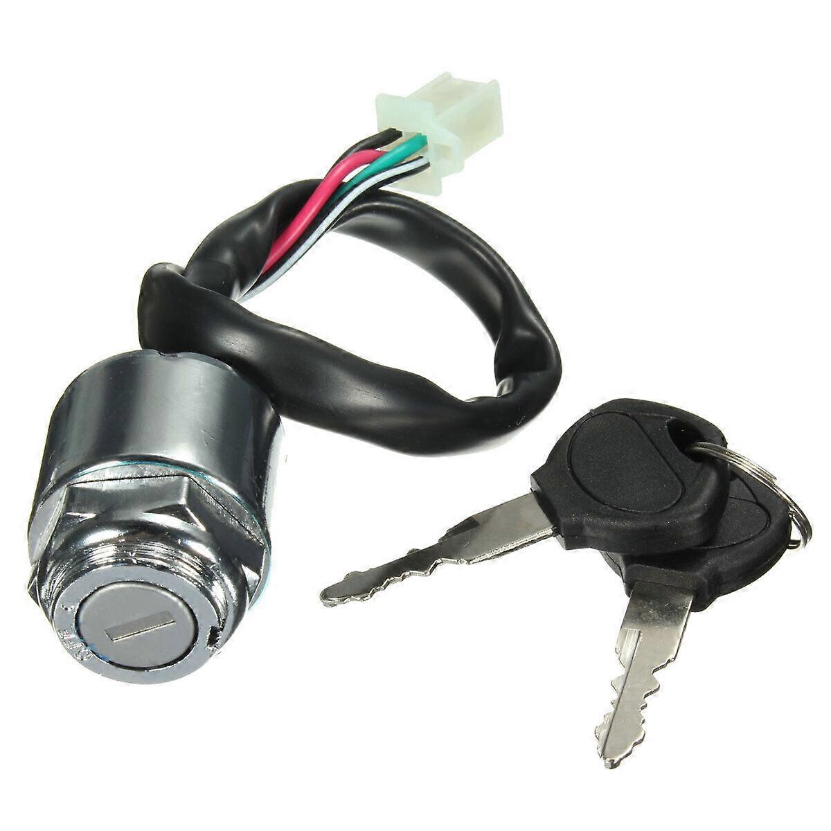 Universal Ignition Barrel Switch 4 Wire Type on off 2 keys Car Trike Motorcycle