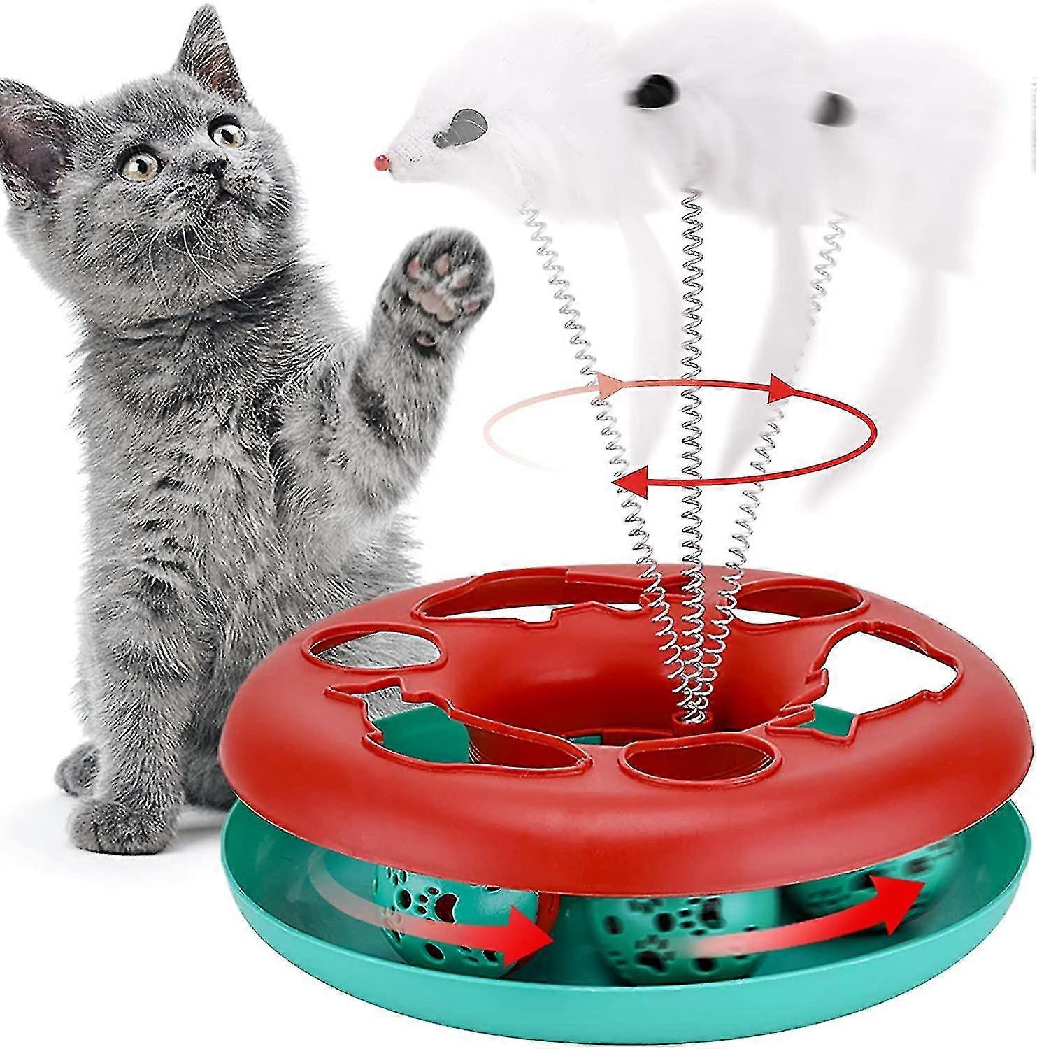 Cat Toys, Cat Toys For Indoor Cats,interactive Kitten Toys Roller Tracks With Catnip Spring Pet Toy With Exercise Balls Teaser Mouse,christmas Re