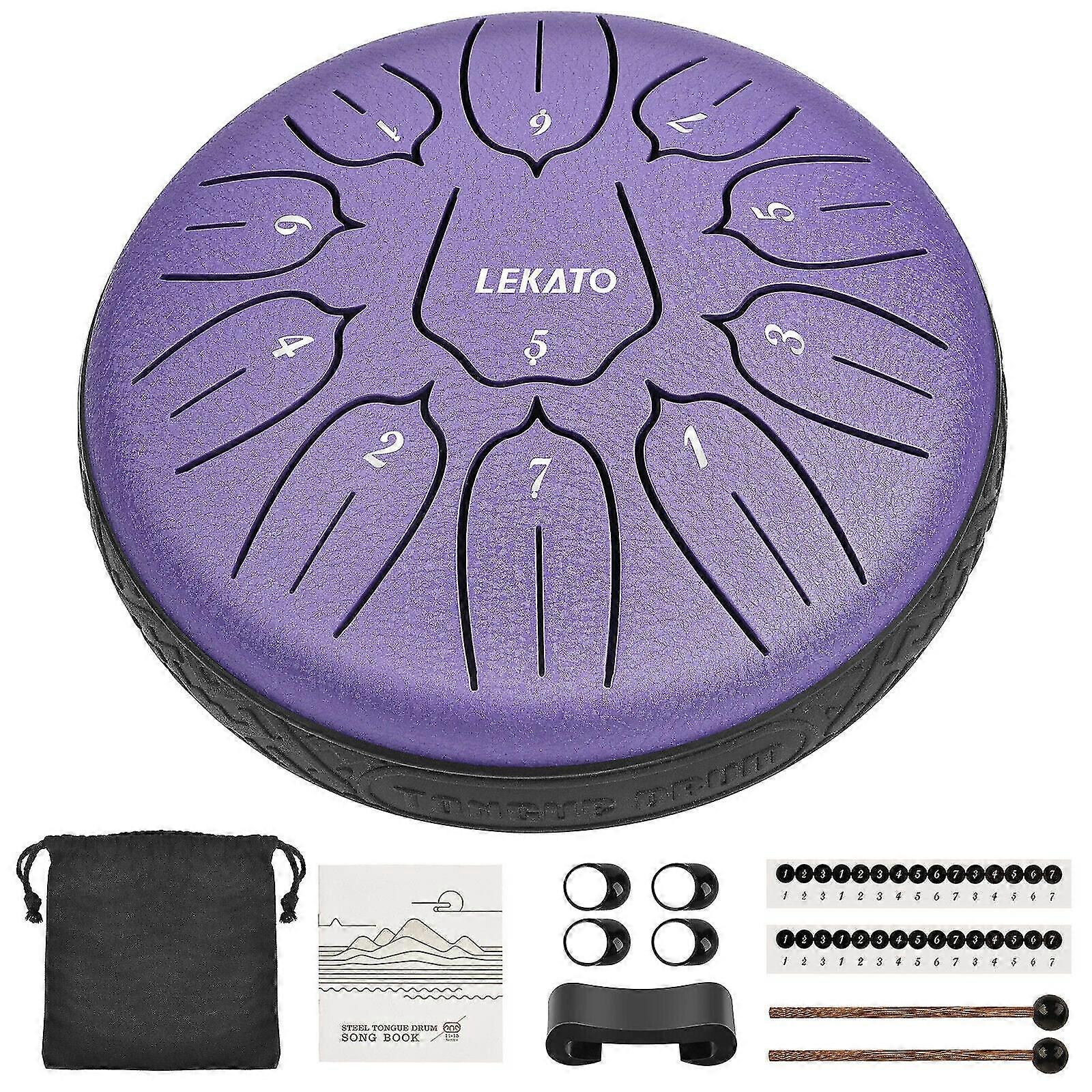 Lekato 6 Inch Tongue Drum 11 Notes D Tune Steel Hand Pan Drum Tank Drums With Drumsticks Padding Bag Percussion Instruments