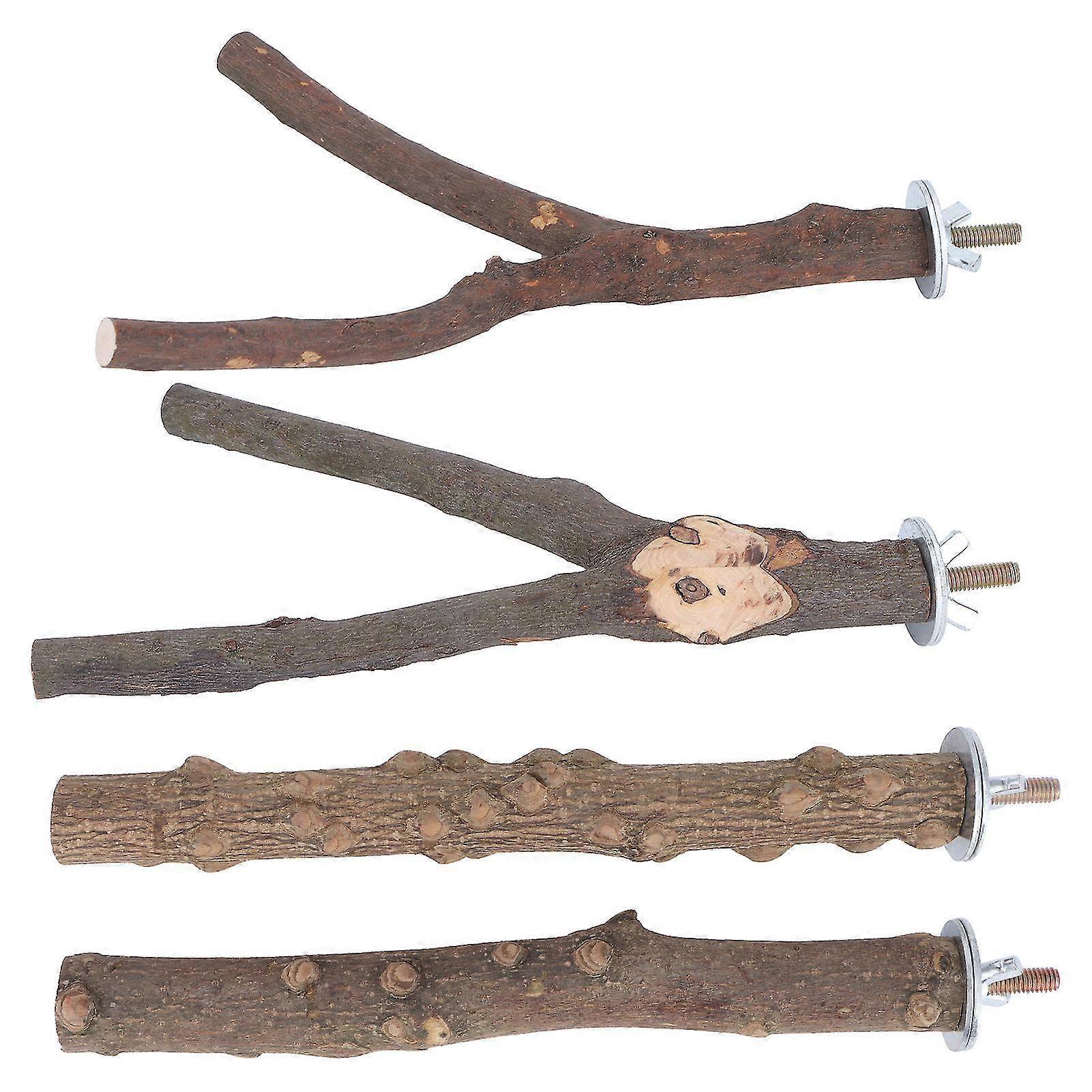 Birdcage Accessories Set - Parrot Climbing Stands with Standing Stick and Paw-friendly Pepper Wood