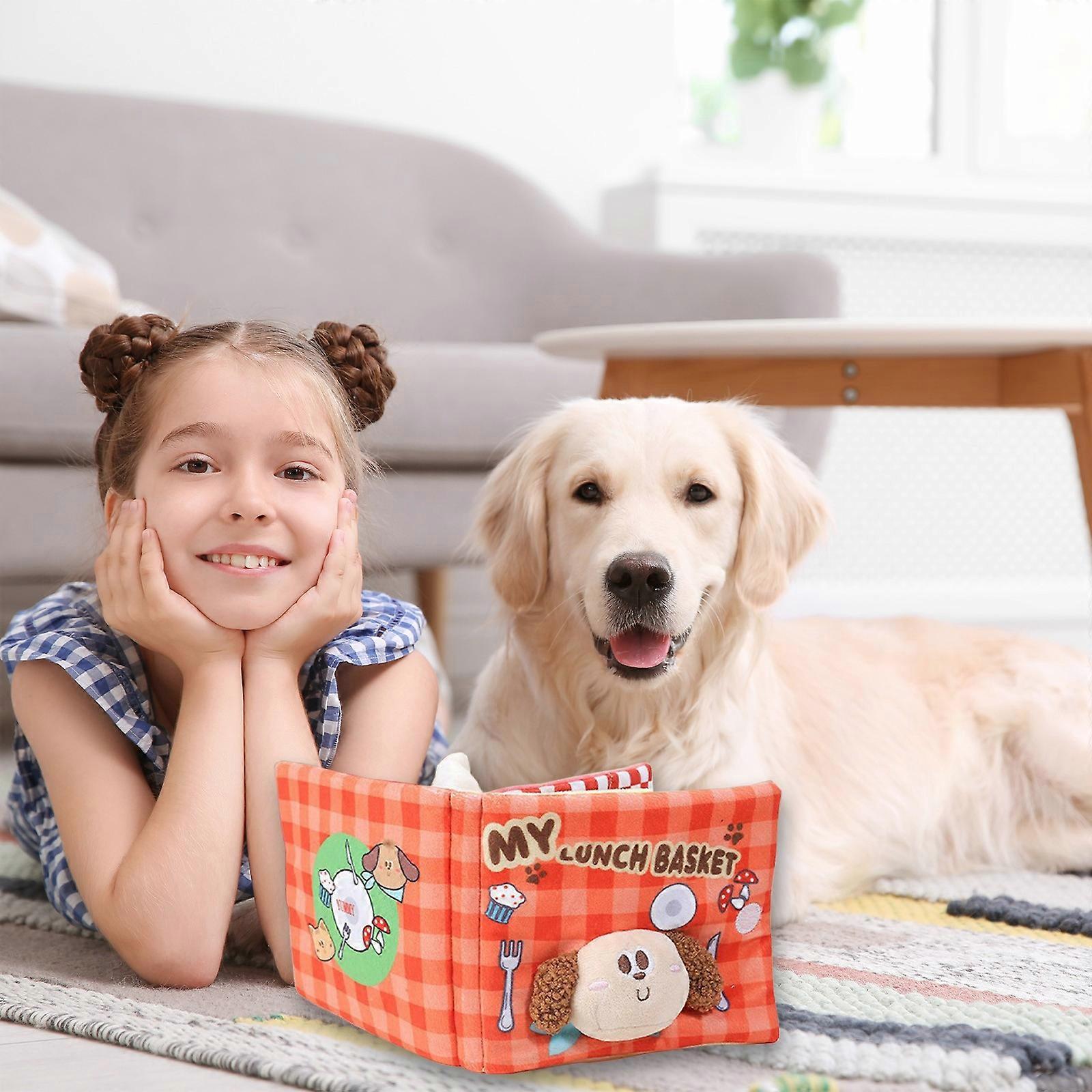 Interactive Fabric Book Toy For Dogs With Crinkle Sounds And Treat Hiding Pockets Encourages Foraging Skills And Mental Stimulation