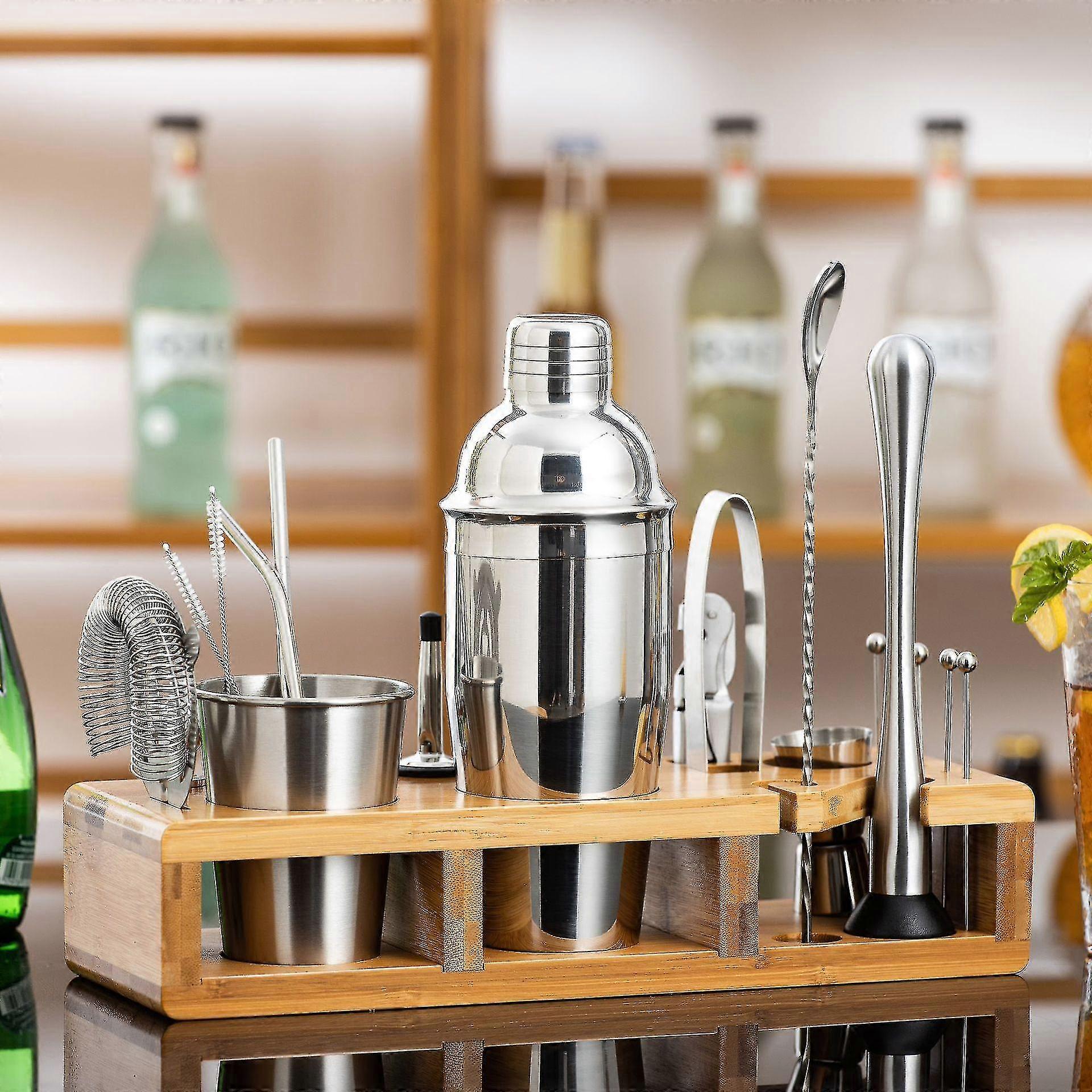 21pcs Stainless Steel Bartender Set Self-learning Cocktail Shaker Shaker Glass Bartending Tool