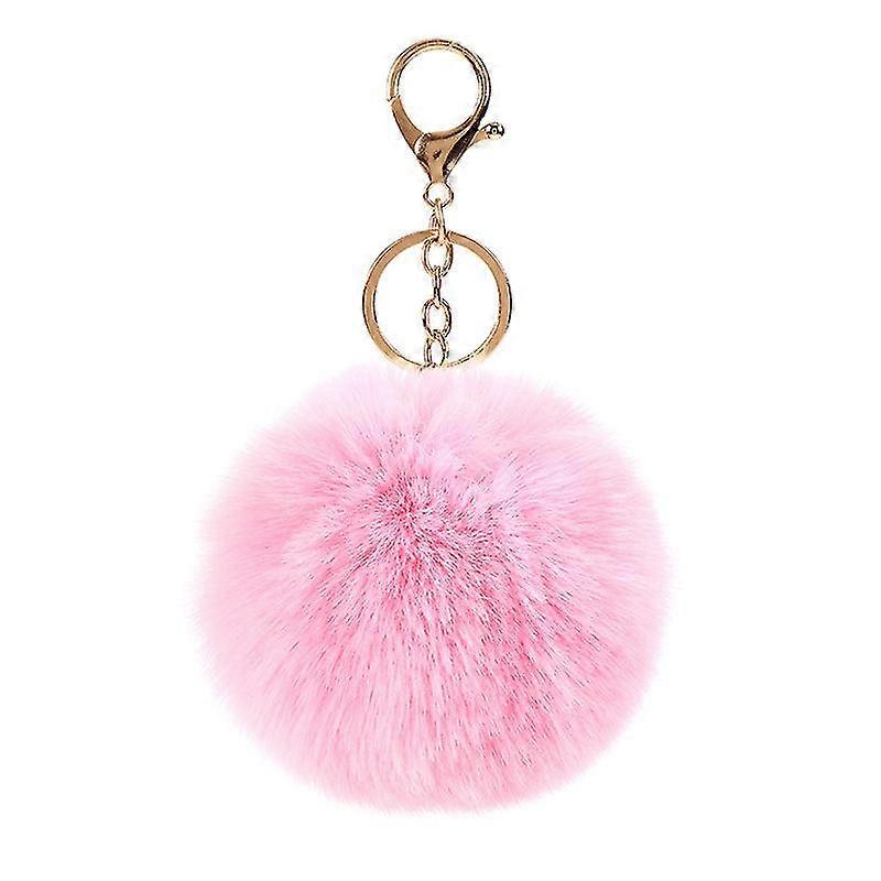 Fluffy Keychain Faux Fur Pom Poms Keychains Soft Plush Key Ring Ornament Pendant Acce(4pcs)
