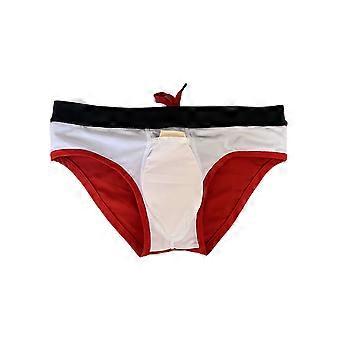 Maillot De Bain Homme Push-Up - Blanc Avec Motif Floral Rose/Rouge - Taille XL - Polyester/Élasthanne - Neuf Sans Étiquette