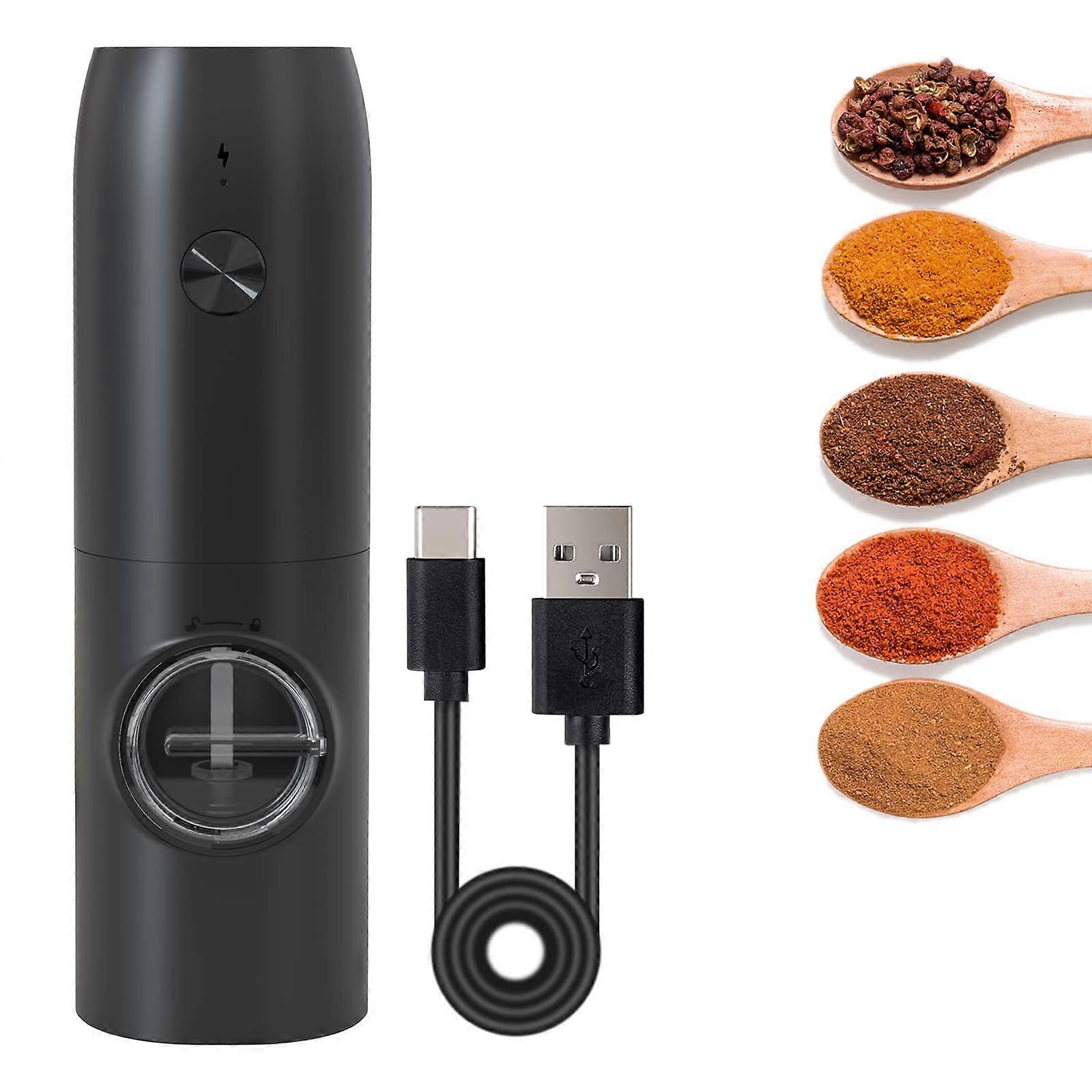 Rechargeable Electric Pepper Grinder Salt Grinder with USB Type-C Cable, LED Light