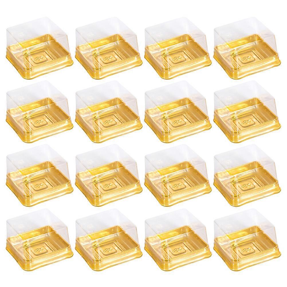 1 Set 100Pcs Plastic 100g Square Egg-Yolk Puff Packing Box Moon Cake Box