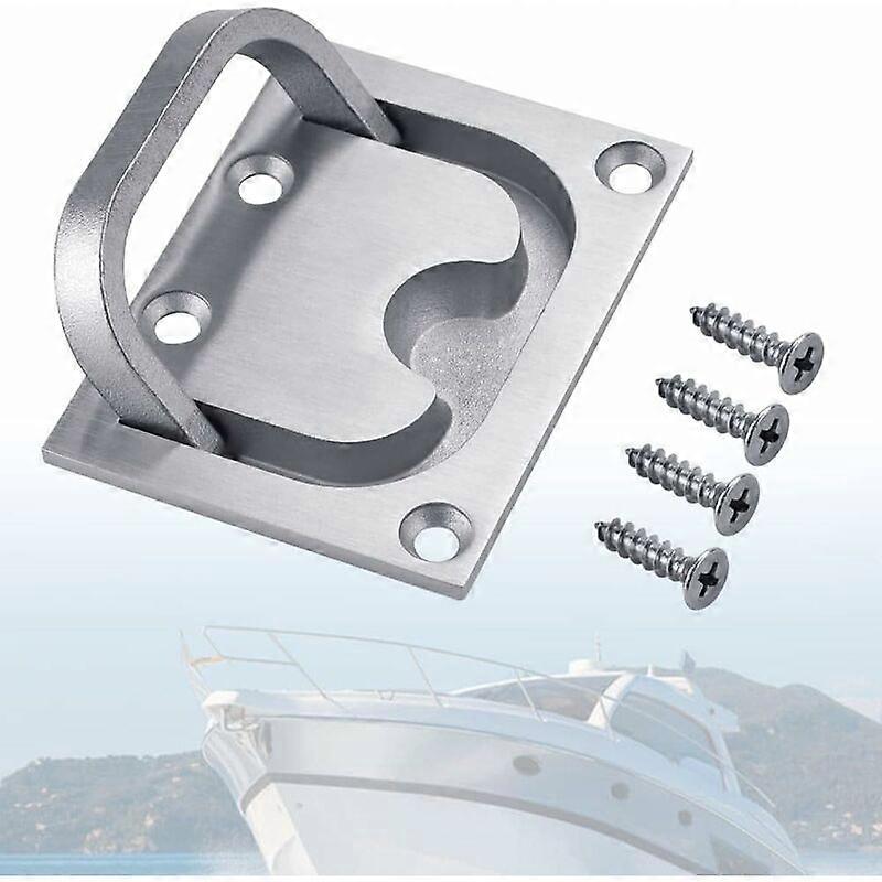 Recessed Drawer Handle Stainless Steel Marine Handle Recessed Hatch Boat Handle Boat Flush Hatch Locker with 4 Screws for Locker Sliding Doors(76 x 57