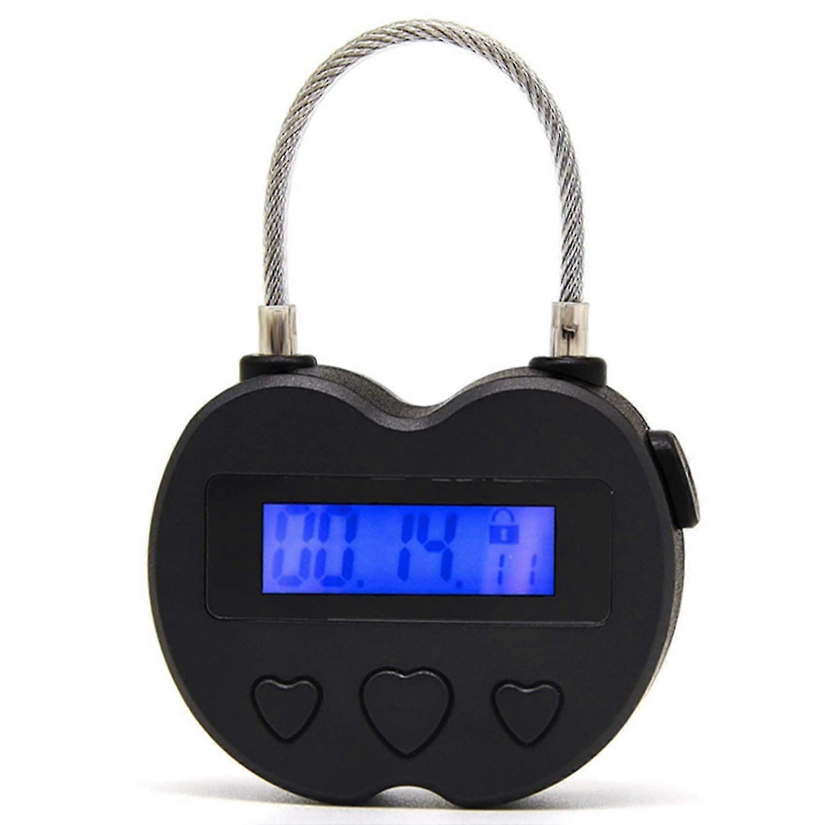2x Smart Time Lock Lcd Display Time Lock Usb Rechargeable Temporary Timer Padlock Travel Electronic - B
