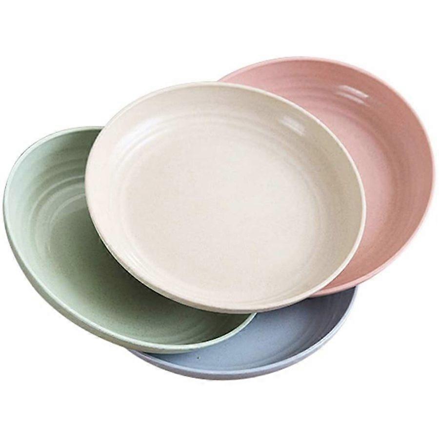 4-pack wheat straw biodegradable healthy tableware plates, microwave and dishwasher safe
