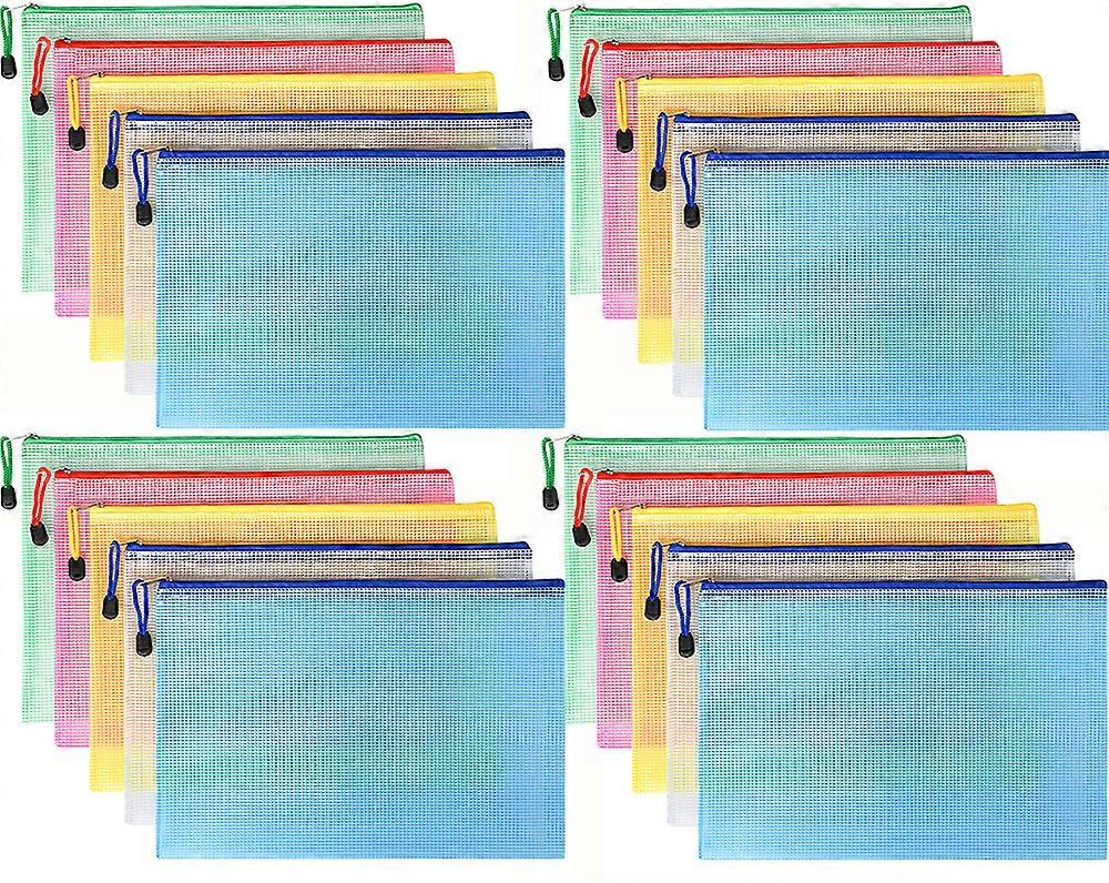 Document Pouch, Zip Pouch, Clear Pockets, 20 Pieces A5 Plastic Pouch A5 Zip Closure Document Pouch Transparent Package Folders Documents Folder for Tr