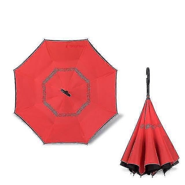 2021 Folding Long Shank Double Layer Inverted Umbrella Windproof Rever