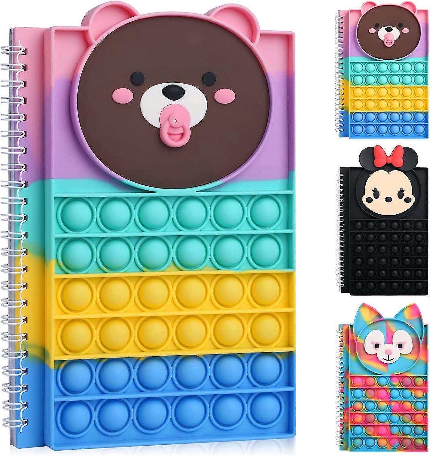 Pop Bubble Notebook Fidget Toy, Fidget Notebook pentru copii Pop Note Book pentru școală, Caiete spiralate de ameliorare a stresului Colegiul Rigat - 40 de foi - A5 Colorf