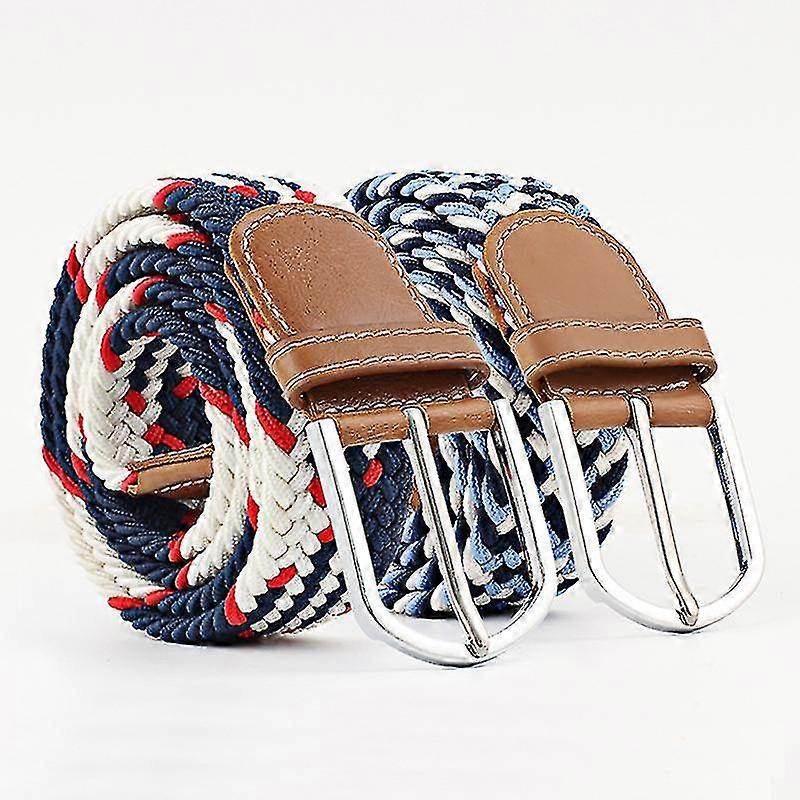 Elastic Fabric Woven Womens Belt Woven Casual Braided Stretch Elasticated Multicolored Belts2pcsmixed Colors Z