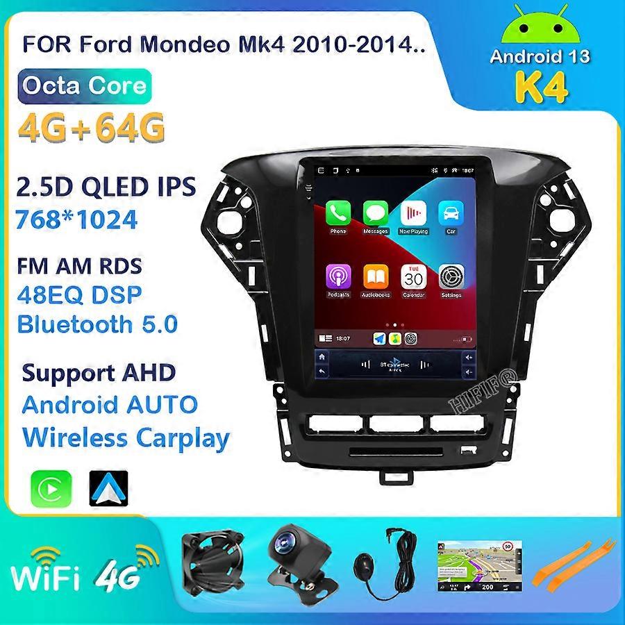 Android 13 pour autoradio de type Tesla pour Ford Mondeo 4 mk4 2010 2011 2012 2013 Lecteur multimédia GPS 2din Carplay Stereo