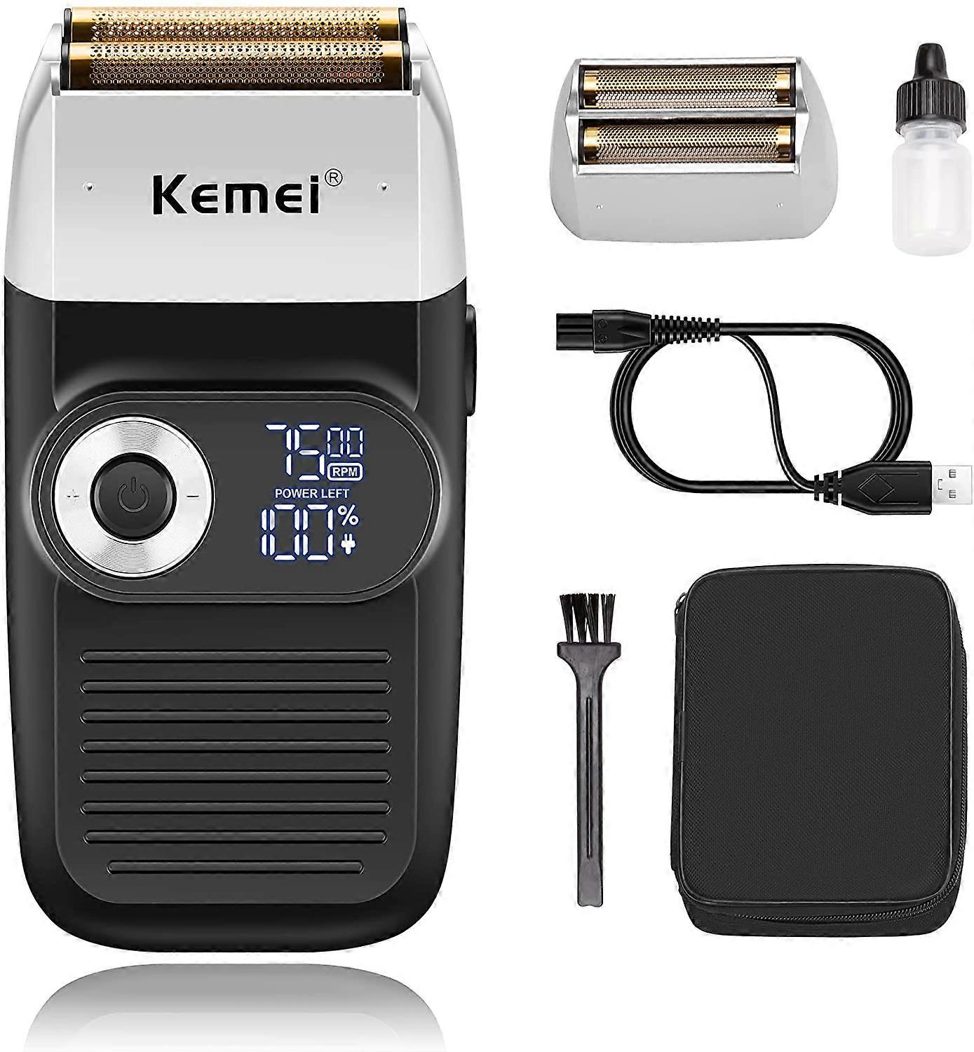 Kemei Foil Shavers for Men Electric Razor with Bald Trimming Cordless Electric Shavers with LED Display 2 in 1
