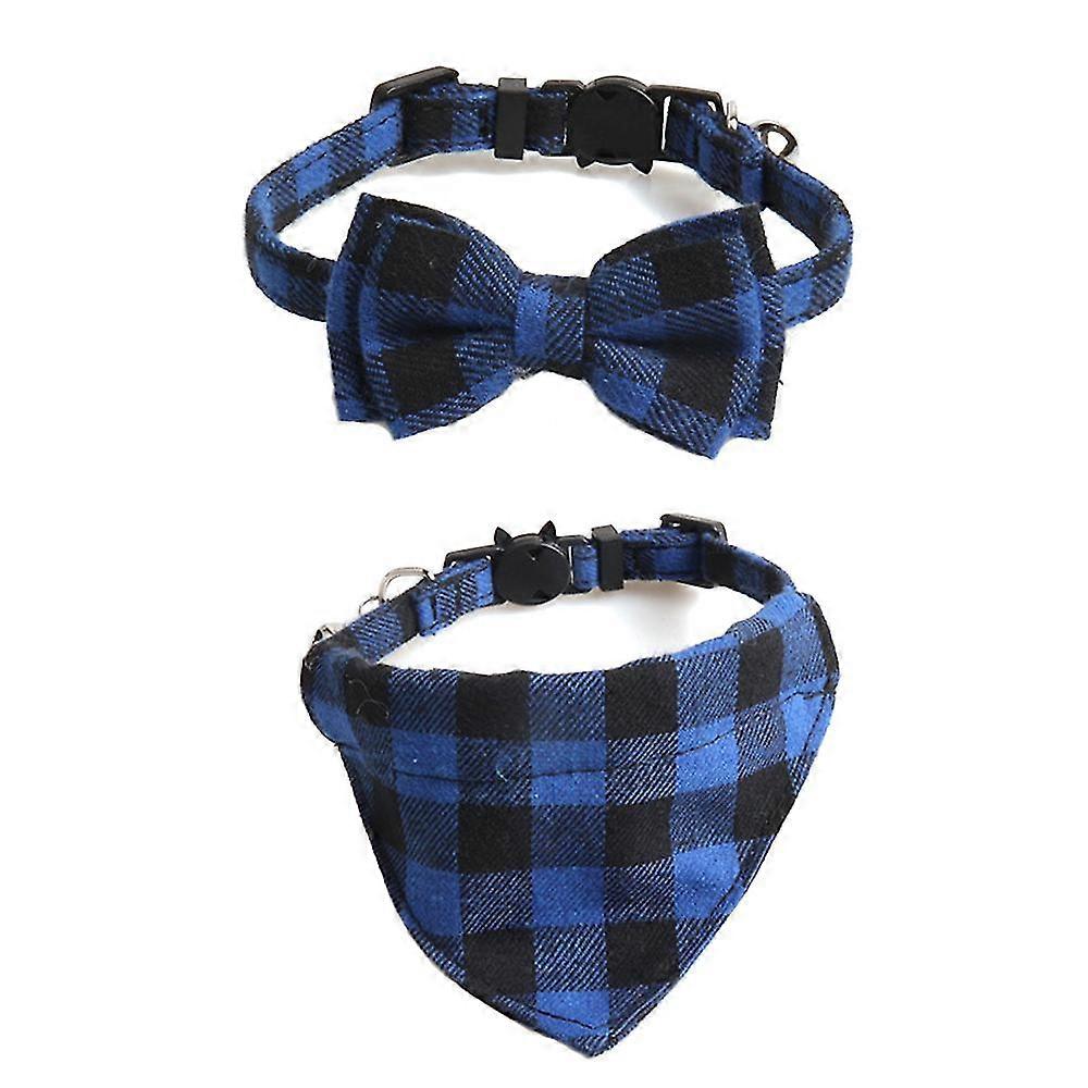2 Pieces With Classic Plaid Cat Collar With Bells, Separate Cat Collar Bells
