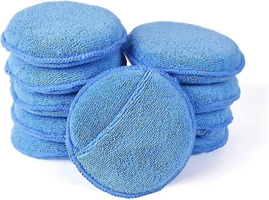 AutoCare Ultra-Soft Microfiber Wax Applicator Pads with Foam Sponge Pocket Wax Applicator for Car Wax Applicator (Blue, 5'' Diameter;, Pack of 10)