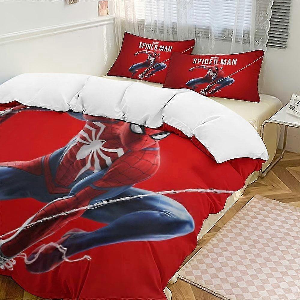 YD122 أطقم فراش سبايدر مان ، طقم فراش 3 قطع طقم سرير دافئ ناعم مع 1 غطاء لحاف و 2 كيس وسادة لغرفة النوم طوال الموسم xp122