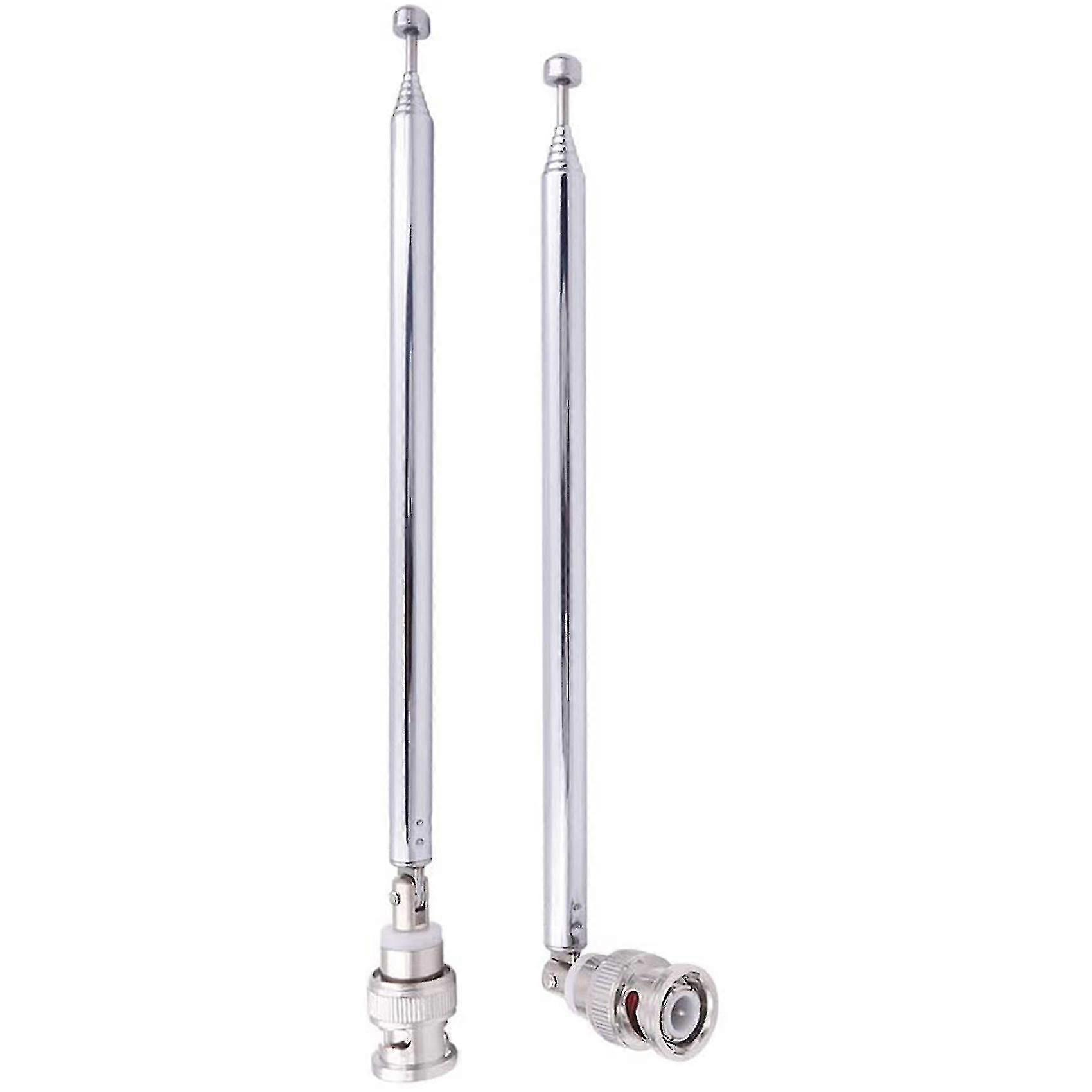 (2 Pack) Bnc Radio Antenna With Bnc Male Plug Jack Connector Adapter Telescopic Stainless Steel Hf