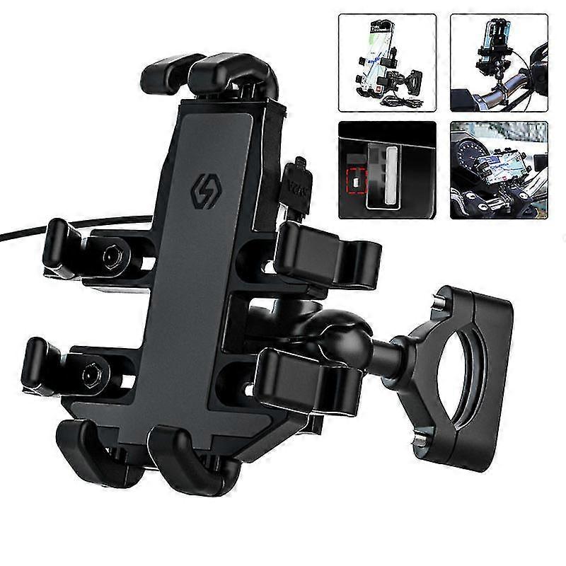 Wupp Motorcycle Mobile Phone Bracket For Off-road Riding Mobile Phone Navigation Bracket Aluminum Alloy 5v2a With Switch