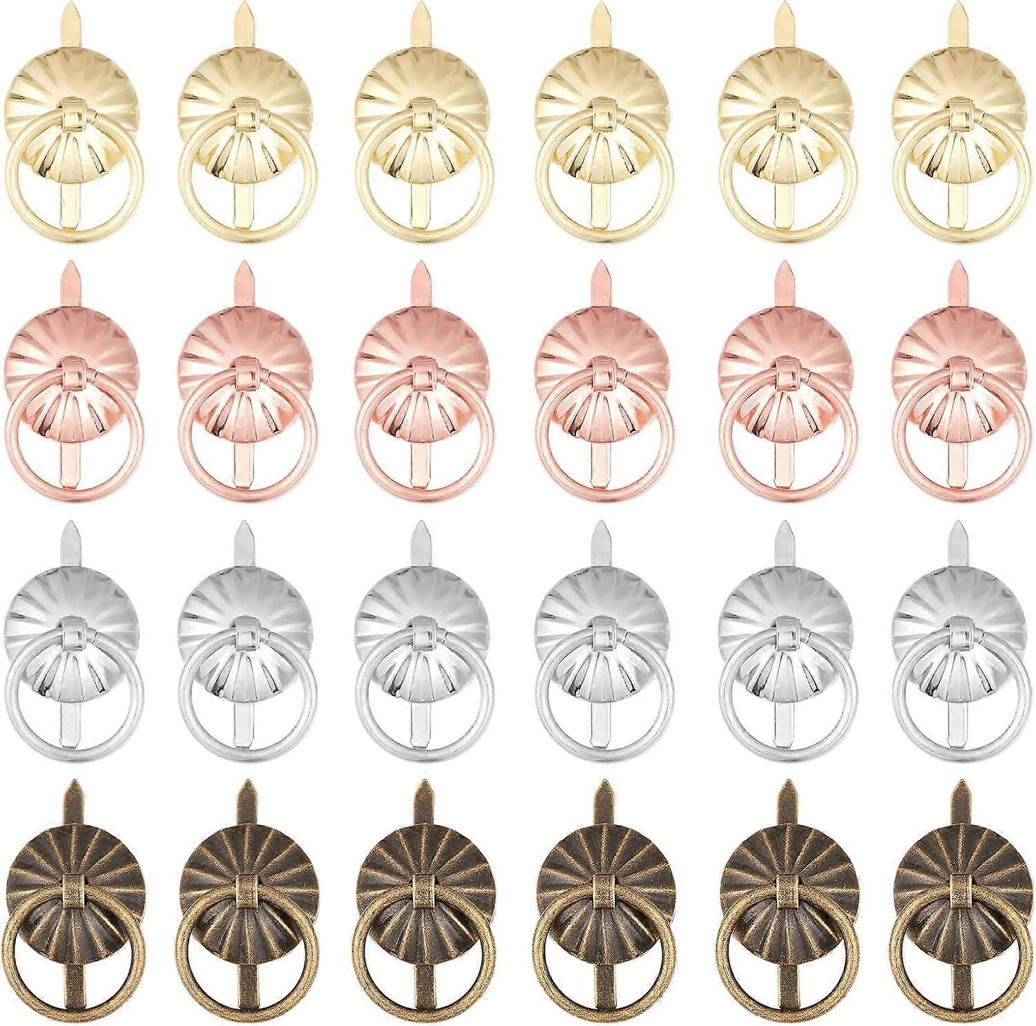 4 Colors 80Pcs Metal Brad Fasteners with Pull Rings Mini Brad Paper Fasteners Scoreboard Handle Drawer Round Cabinet Door Pull Handle for DIY Crafts D