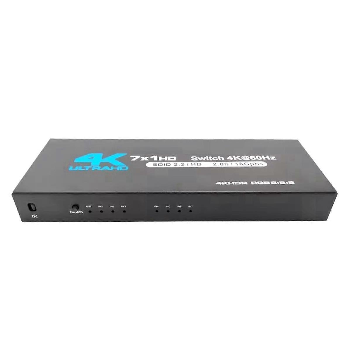 7-Port -Compatible 2.0 Switch 4K@60Hz, HDR Support, HDCP 2.2 7x1 -Compatible Audio Video Switcher C