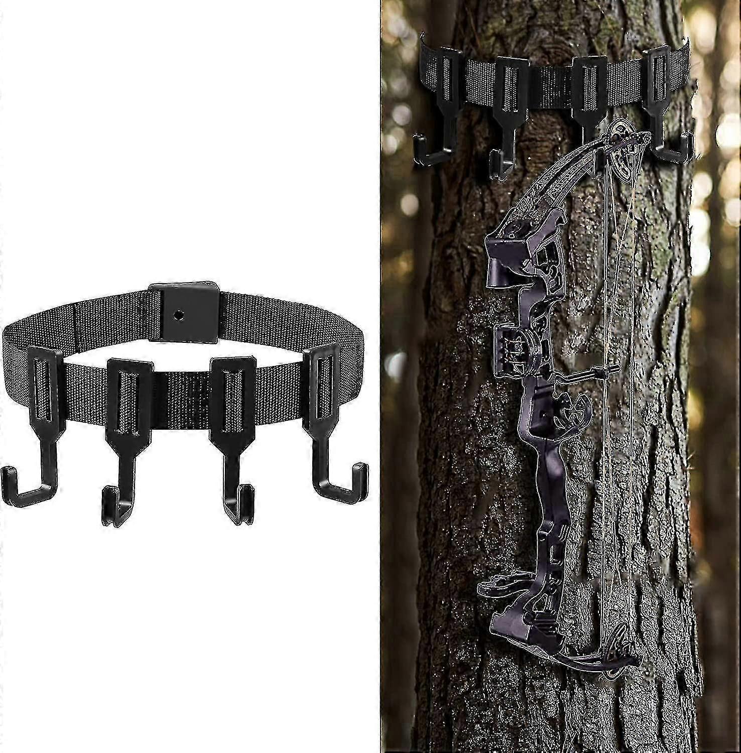 Treestand-hihnaripustimet 4 koukulla, ulkona puujalustan jousi ja varusteripustin metsästykseen, retkeilyyn, patikointiin