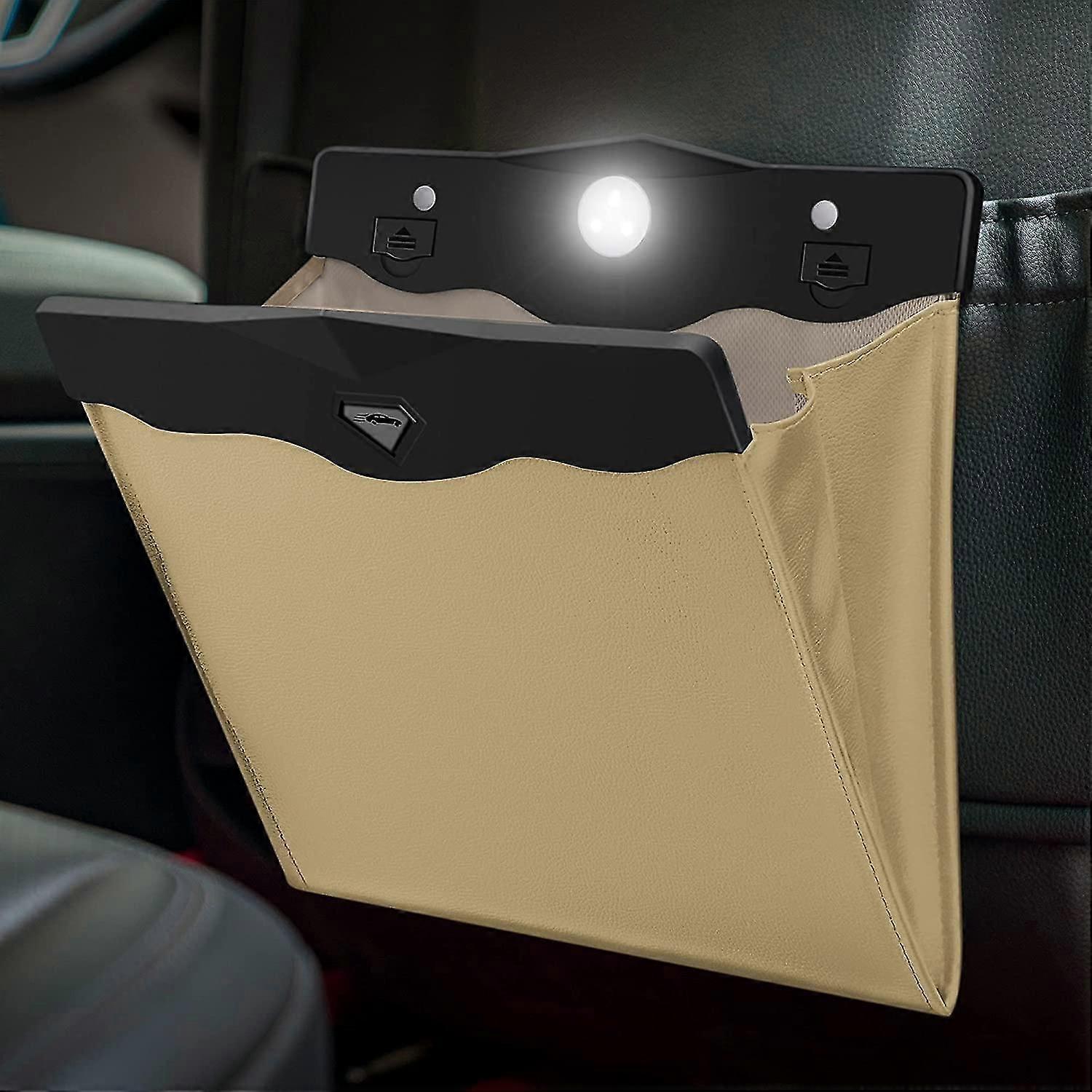 Garbage Bag For Car, Multipurpose Hanging Car Trash Bags With Smart Led, Waterproof Trash Can For Car Back Seat With 30 Pcs Disposable Garbage Bags, B