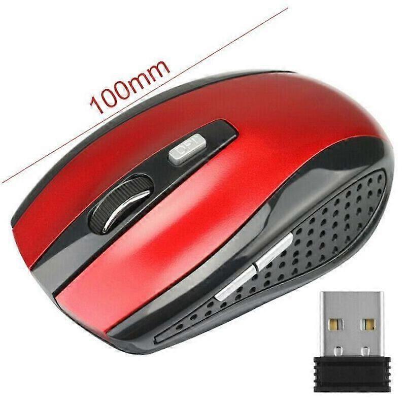 24G Wireless Mouse Mobile Optical Mouse 1600 DPI Red