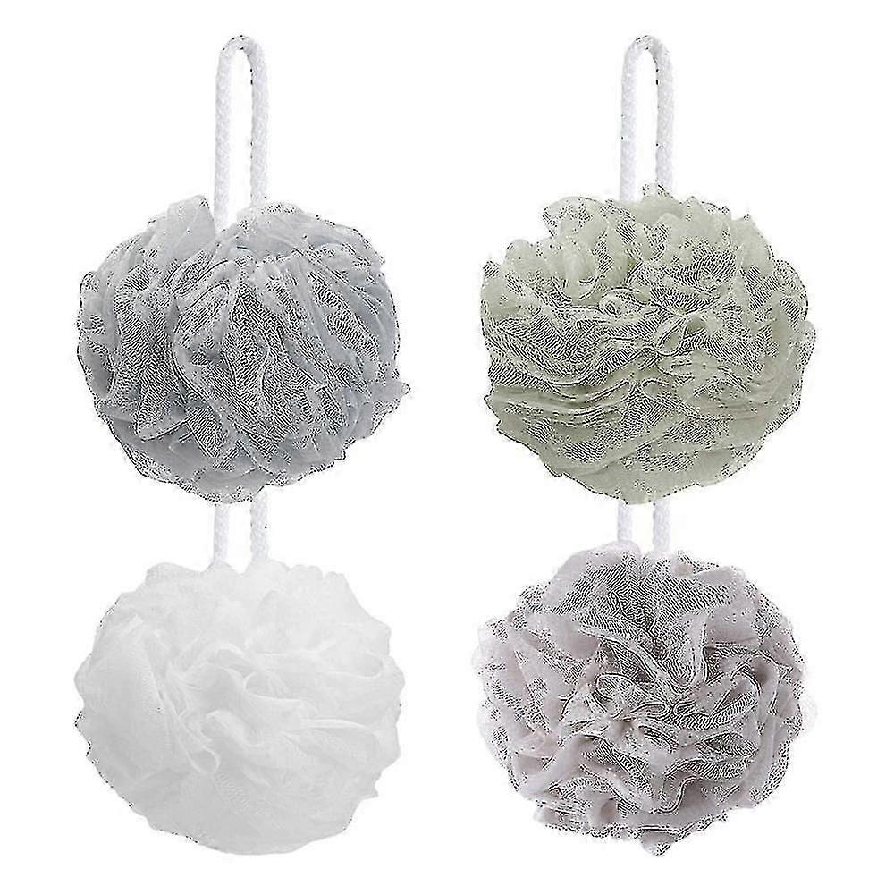 Bath Sponge Set By Shower Bouquet 4 Pack,large Mesh Pouf Soft Scrubber
