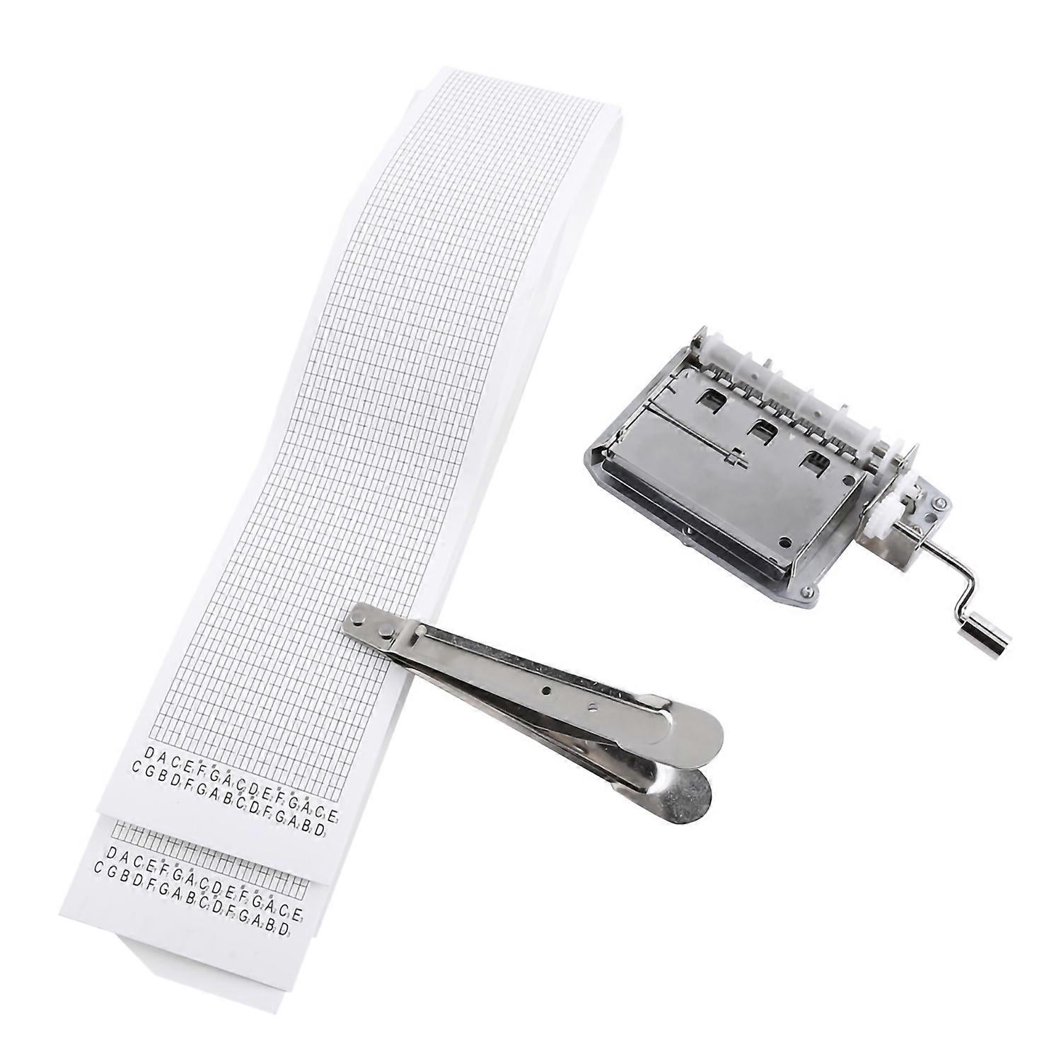 30‑Note Hand Crank Tape Music Box Movement Part + Puncher+ 3 Strips DIY Your Songs