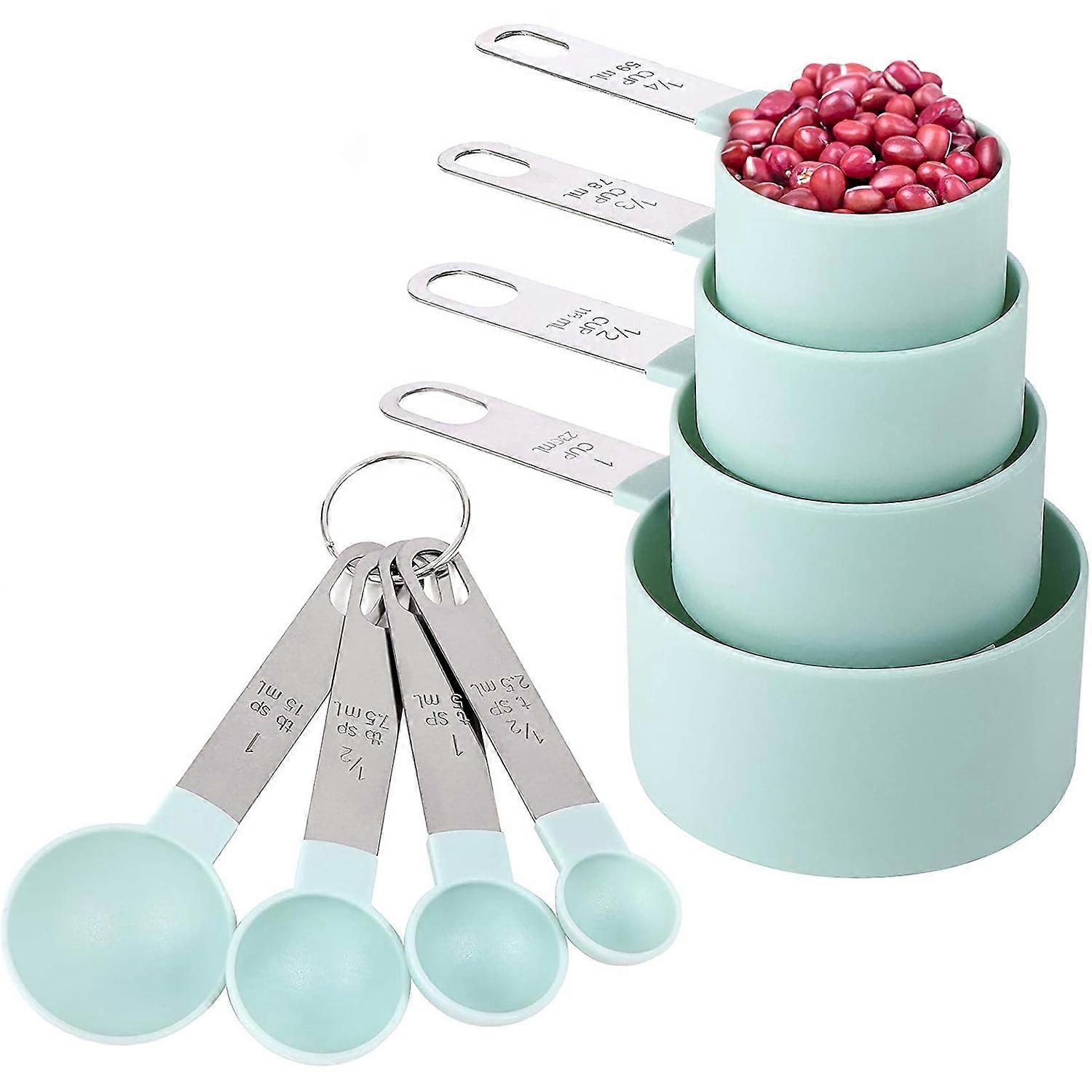 8 Pcs Stainless Steel Measuring Cups And Measuring Spoons Nested