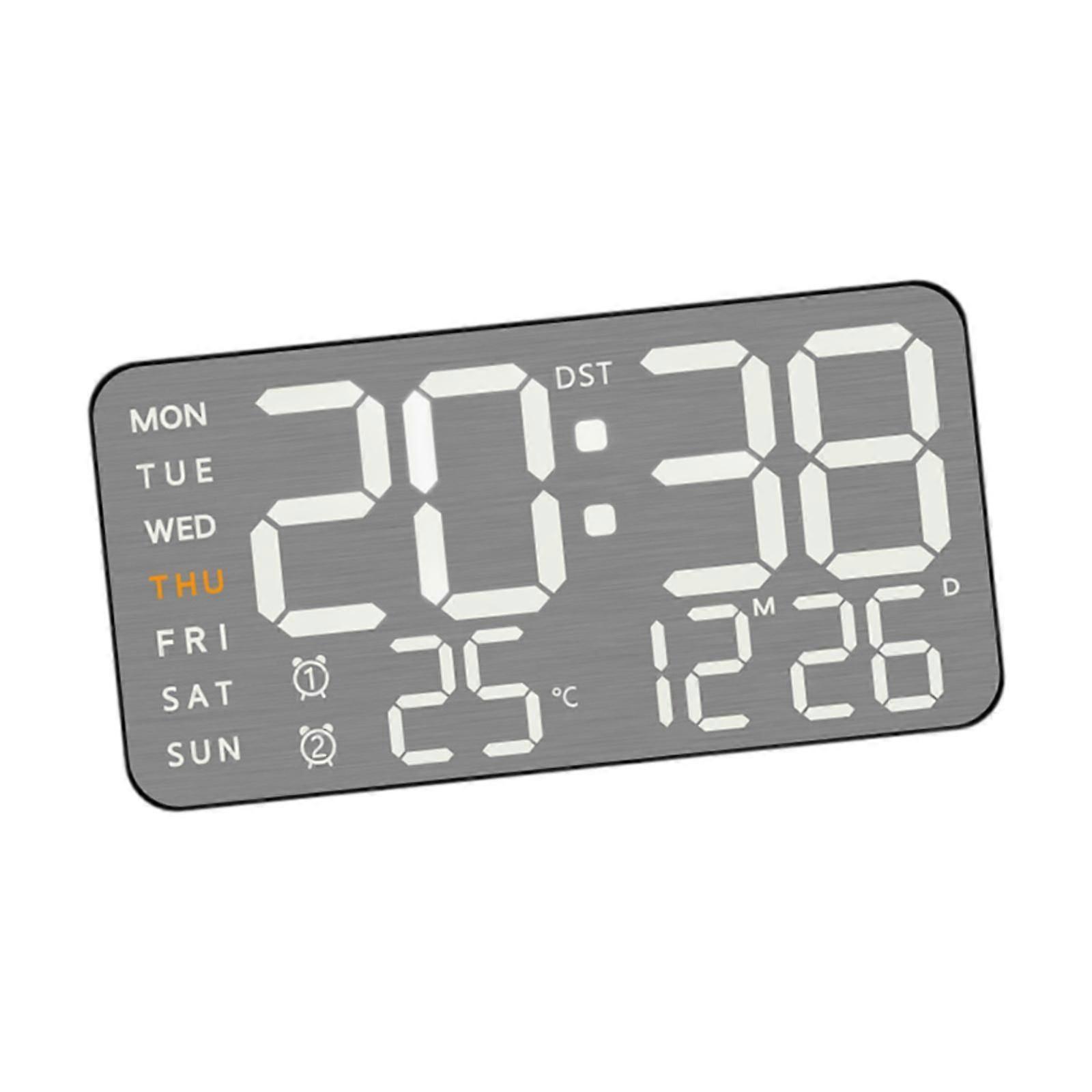 Digital Wall Clock with Week Month Date Display for Office Classroom Bedroom Black Shell