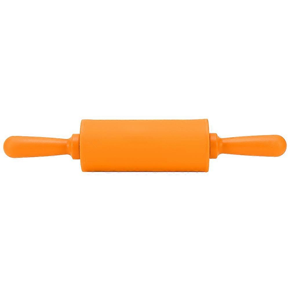New NOn stick Silicone Rolling Pin Pastry Dough Roller Baking Tool with Plastic Handle Orange
